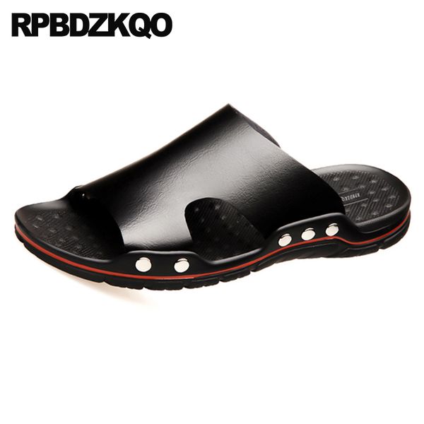 

waterproof slip on blue slides flat casual slippers black size 46 yellow men sandals leather summer water 47 breathable nice