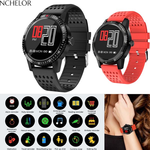 

t1 smartwatch ip67 waterproof wearable device blood pressur heart rate monitor color display sports smart watch for men women, Slivery;brown