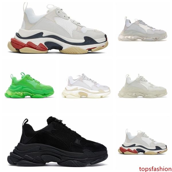 

triple s fashion designer shoes for running men women clear sole neon green black white grey mens trainers skateboard sports