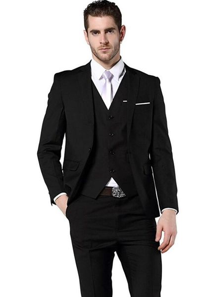 

fashion black men suits 3 pieces slim fit men suits wedding groom tuxedos prom party wear suit men blazer (jacket+pants+vest, Black;gray