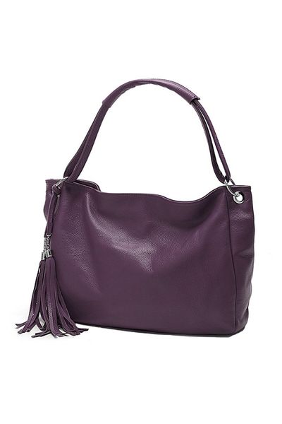 

women handbag pu leather zipper closure tassel crossbody shoulder bag purple