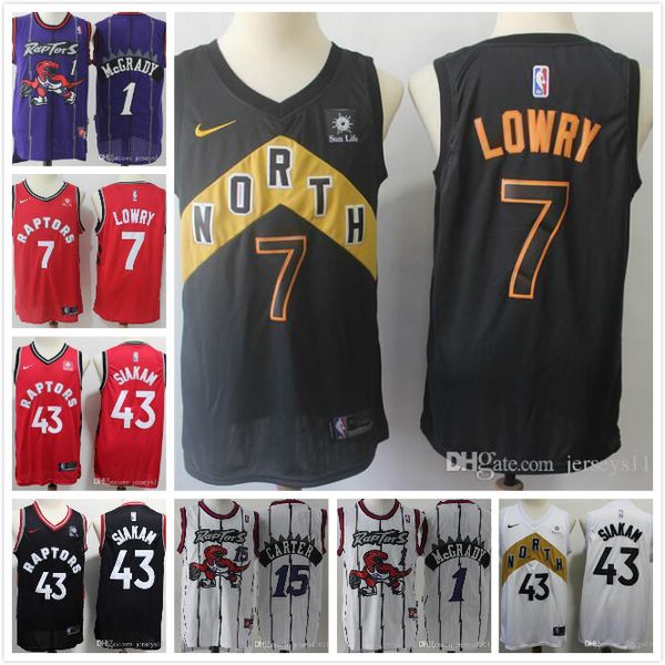 

2019 new nba mens toronto raptors basketball jersey pascal 43 siakam kyle #15 carter tracy #1 mcgrady jerseys, Black