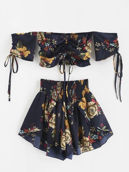 

новые женщины bohemia off shoulder затянул цветочные set - midnight blue осень бич boho vestidos boho платье, White