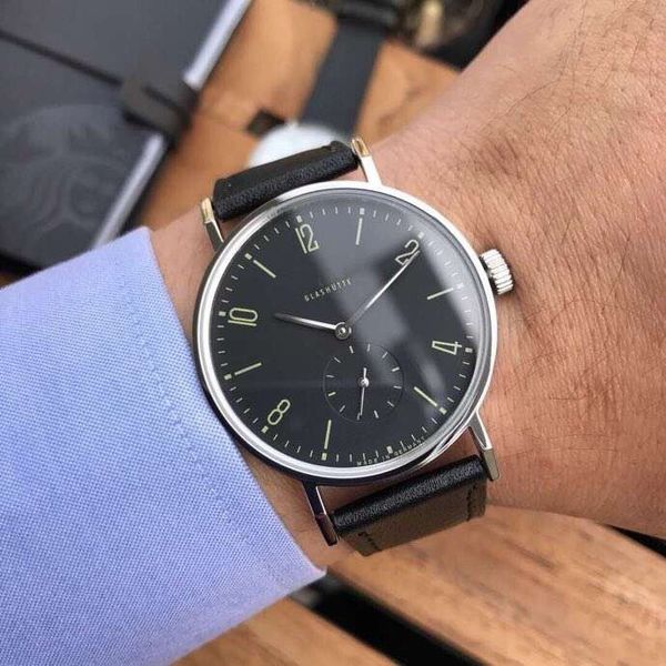 

luxury 40mm british style simple design tangent series arabic digital dial assembly horse leather watch belt mens watch, Slivery;brown