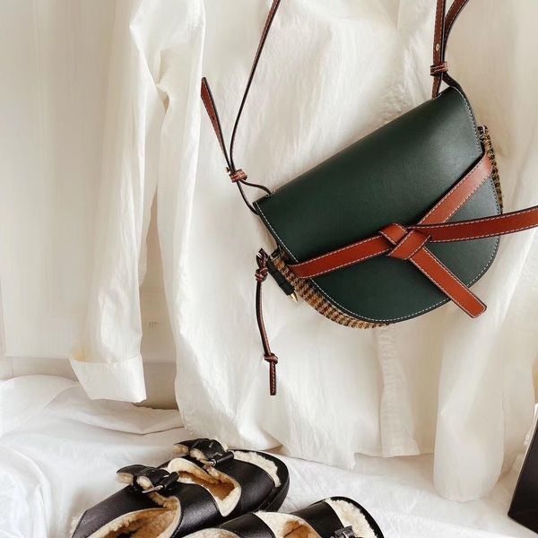 

designer shoulder bag saddle bags bow decoration fashion textured /cfy2002263