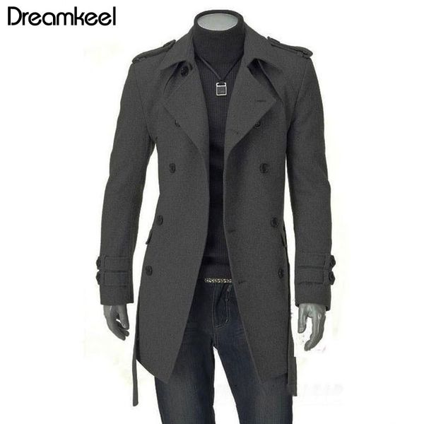 

2019 winter fashion men long overcoat solid double-breasted outwear coat monclaire jacket mens overcoats double breasted men y, Black