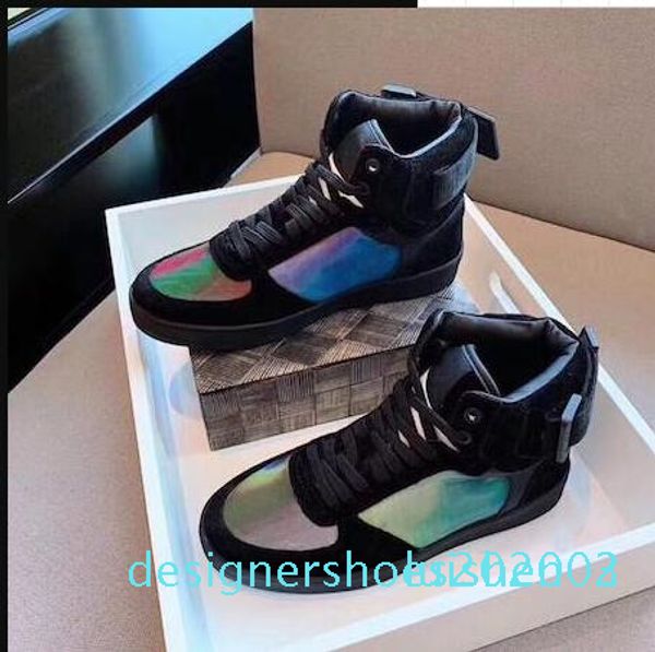 

2020 designer rivoli sneaker boot high trainers boot for men and women low-shoes leather trainers s03, Black