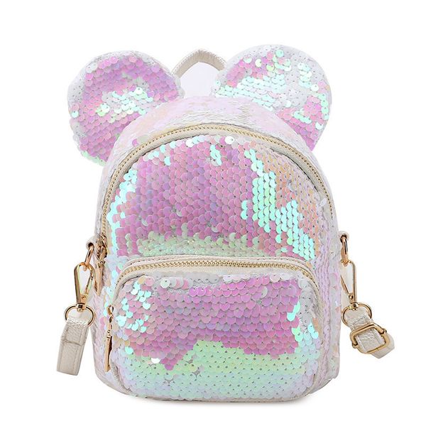 

women's girl's bear ears backpack sequins travel bags glittering shoulder diagonal backpack cute bag