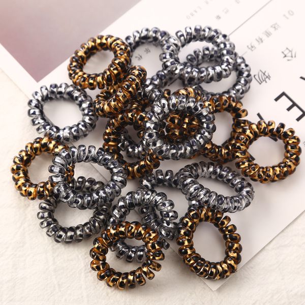 3cm Small Telephone Line Hair Ropes Girls Leopard Elastic Hair