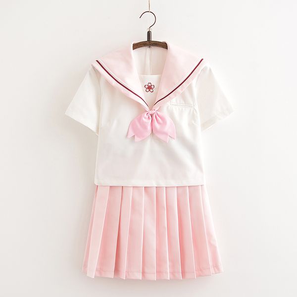 

svitanie японская школа jk розовая и белая униформа cherry blossom printsailor suit high school college suit, White