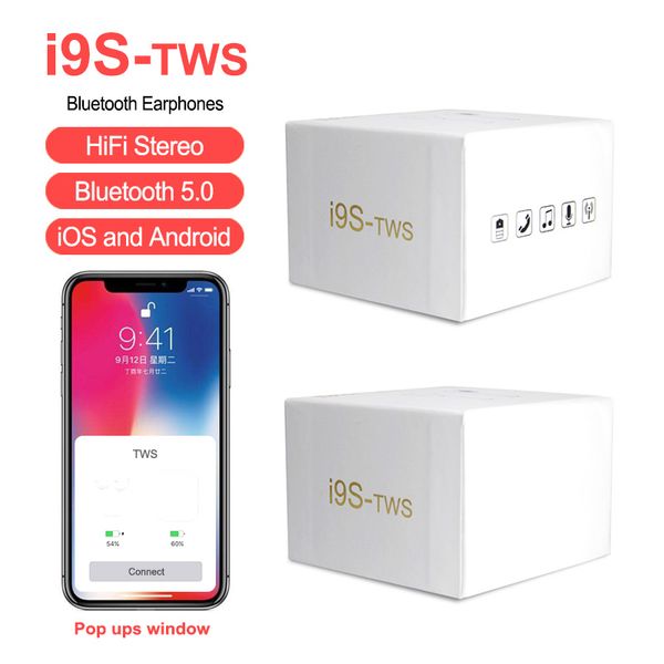 

I9 tw wirele head et invi ible earbud portable bluetooth headphone mini bluetooth earbud with mic for iphone android with package