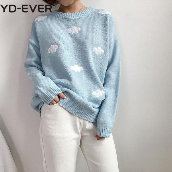

women's sweaters 2021 spring fall women knitting fashionable pullovers o-neck femininas wool loose casual wild sw201, White;black