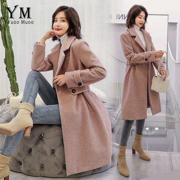 

yuoomuoo long jacket women winter wool coat elegant europe style plus size fall coat ladies casaco feminino, Black