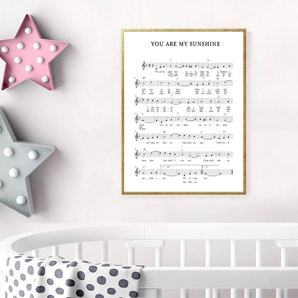 

вы мое солнце колыбельная для печати детские wall art decor picture нотный poster холст живопись детская комната домашнее украшение