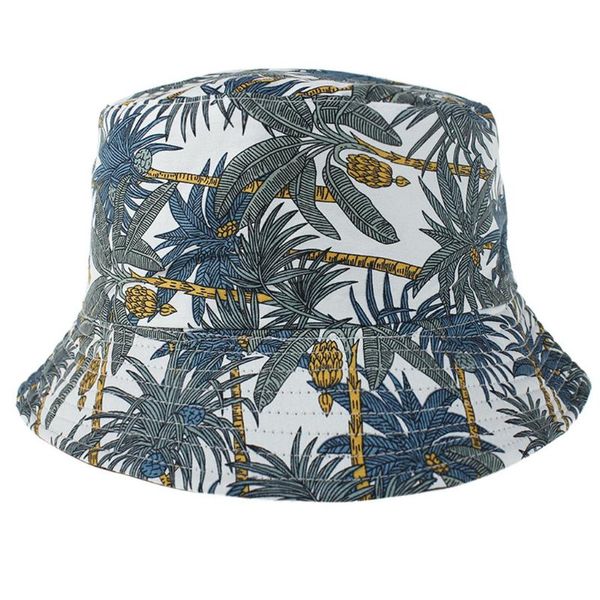 

2020 two side reversible coconut tree bucket hat printing hip hop hat for women men cap summer fisherman hat#y3