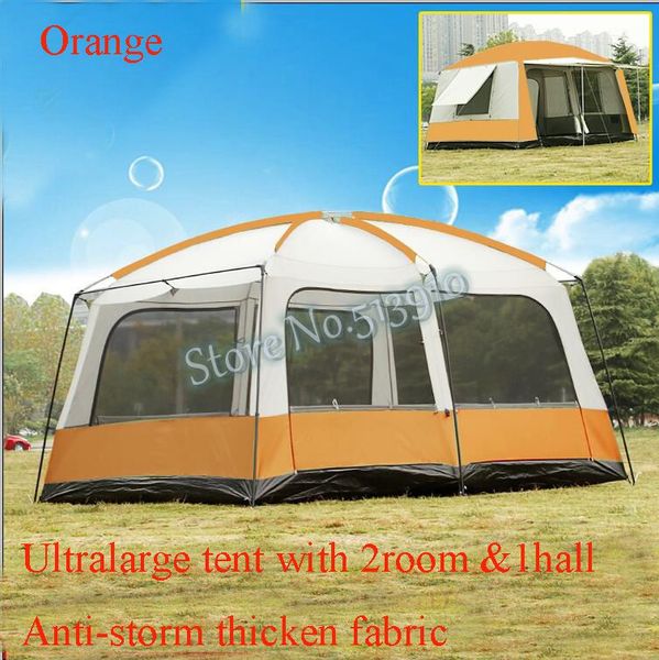 Ultralarge 6 10 12 Double Layer Outdoor 2living Rooms And 1hall Family Camping Tent Anti Big Rain With Thicken Fabric Multiple No Kill Shelter The