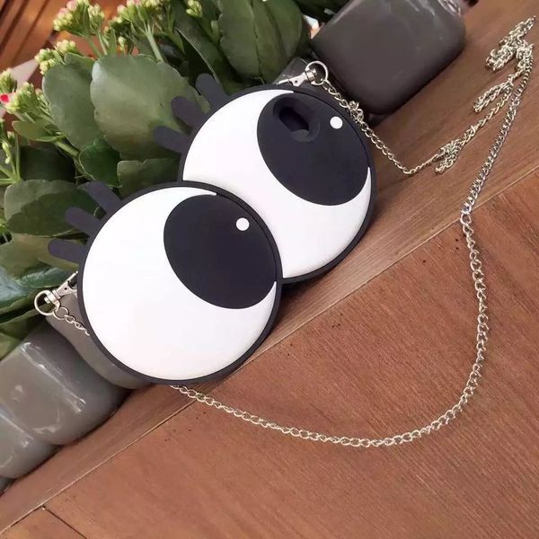 

big eyes silicone phone case oblique back chain for iphone xr 6 7 8 x plus xs max all-inclusive soft cell phone cases