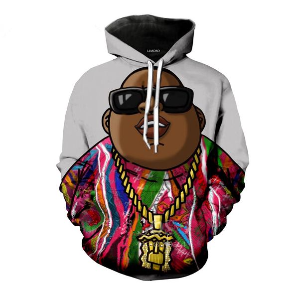 

men/women rapper notorious b.i.g. biggie smalls tupac 2pac 3d funny printed crewneck sweatshirt fashion casual 3d hoodies h560, Black