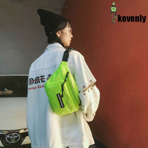 

canvas waist pack street cellphone bag fluorescent color fanny pack travel shoulder bag summer chest hip-hop bags 022