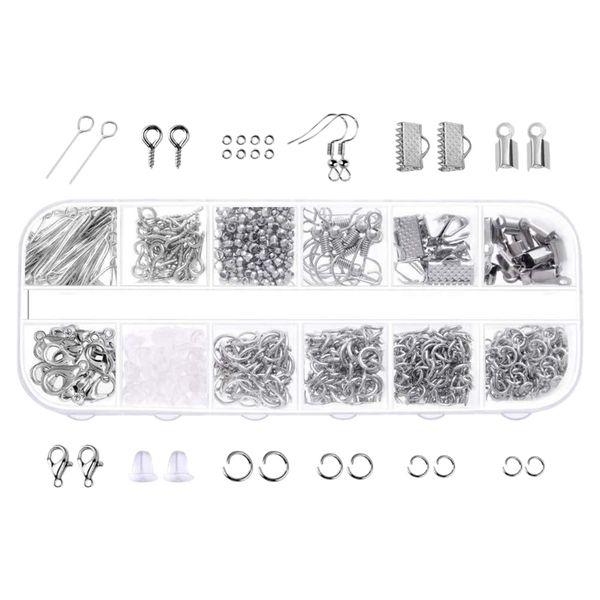 

845pc jewelry accessories diy bracelet necklace material jewelry making supplies earring hook lobster clasp, Blue;slivery