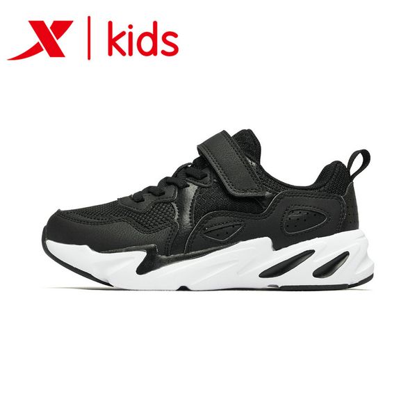 

xtep mesh (air mesh) boys walking shoes clunky sneaker for boy student children light weight kids sport shoes 681115329181, Black