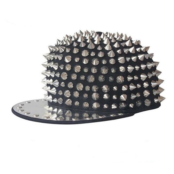 

spike hip rock hop snapback hats new studs rivets caps punk men spring and autumn caps baseball fitted rrale, White;black