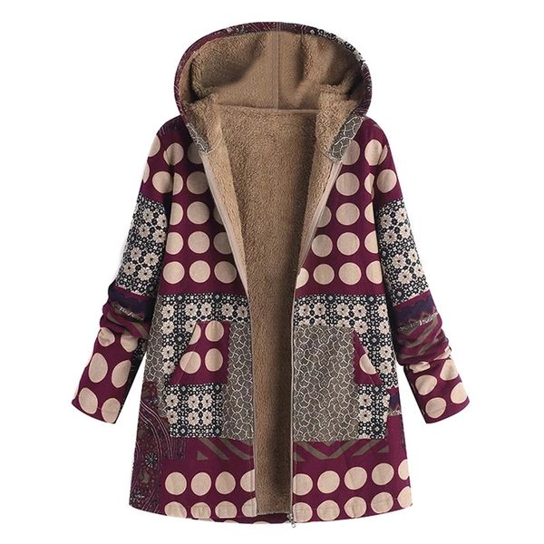 

women plus size winter coats printed cotton padded thickened hooded jackets ks-shipping, Black