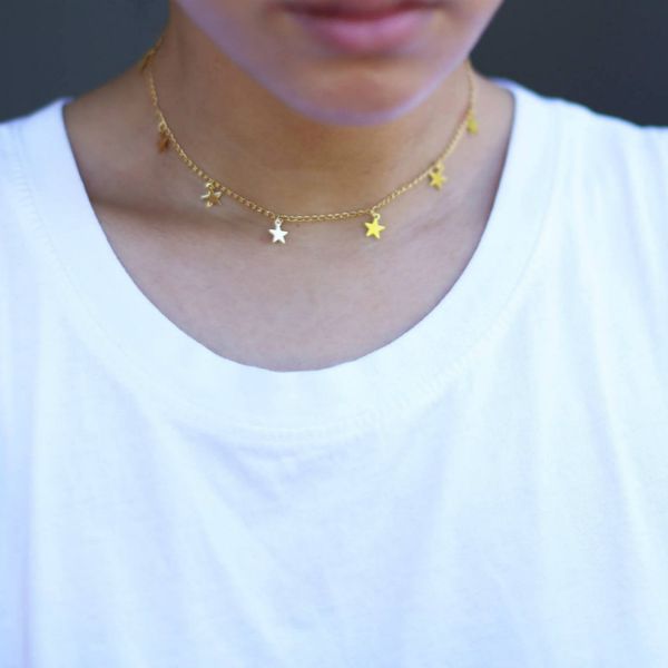 

collares mujer moda 2020 чокеры colgante звезды золота цепи золота цепи collier personnalisé сплав цинка regalos пункт mujer, Golden;silver