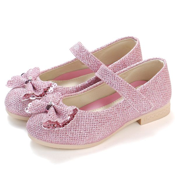 

pink gold silver childrens girls shoes kids girls princess shoes for party wedding big dress chaussure fille 3-13t, Black;grey