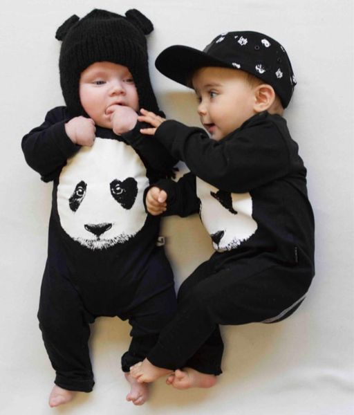 

2019 autumn newborn baby boys girls clothes baby clothing set cotton long sleeve panda pattern romper infant clothing set, White