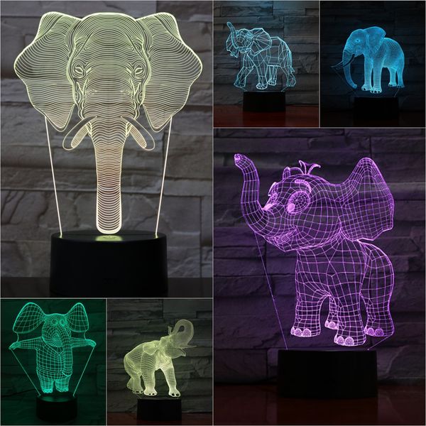 

animal elephant 3d lamp touch sensor 7 color changing decorative lamp child kids baby kit nightlight elephant led night light