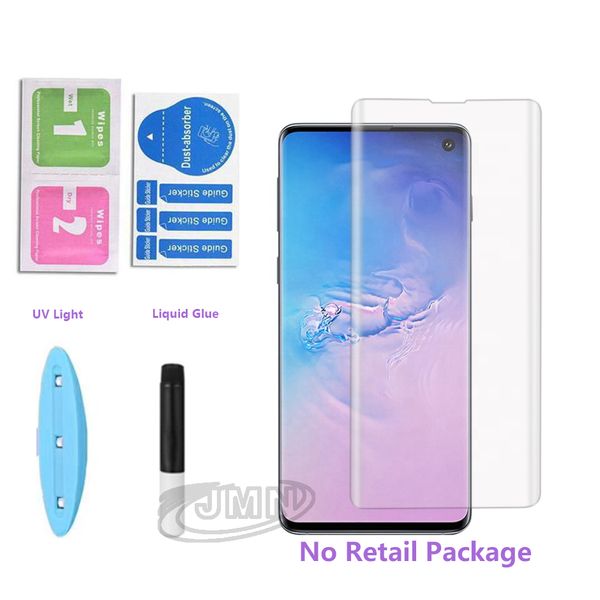 

uv light liquid glue 3d curved full cover tempered glass screen protector for samsung note10 note 10 s10 plus s9 s8 note7 note8 huawei p3pro