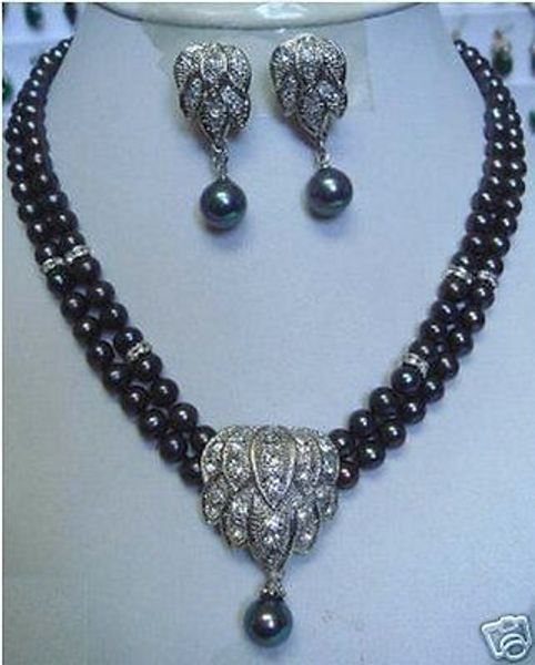 

sell new - beautiful black pearl necklace earring pendant sets, Silver