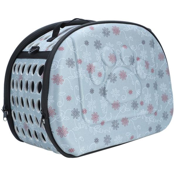 

pet dog cat sided carrier foldable travel tote shoulder bag portable cage kennel gray