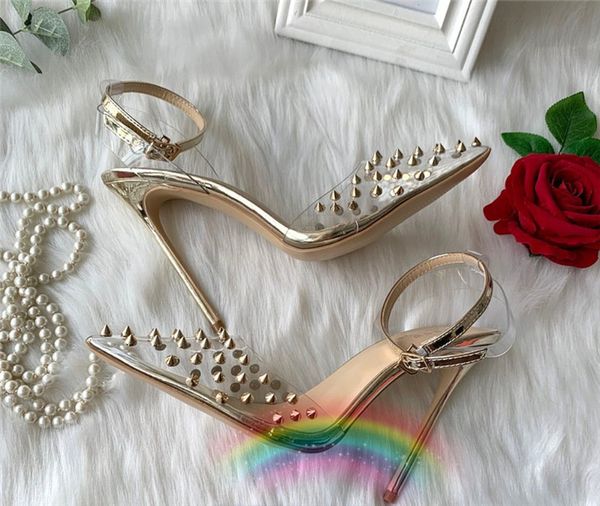 

свободный дизайнер сексуальная леди моды женщин насосы золото лакированная кожа ясно ремешками лодыжки высокие каблуки сандалии обувь stilet, Black