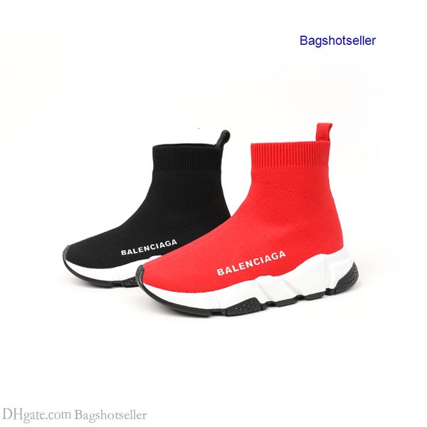 

new childrens fashion boys high boots girls breathable knitted flats shoes 112115, Black;red
