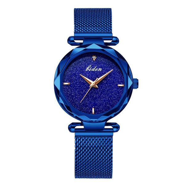 

reogio feminino biden women watches for ladies elegant starry watch rhinestones minimalism watch analog mesh band clock 0127, Slivery;brown