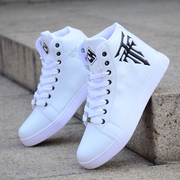 

2020spring men's shoes korean version of the trend of high-shoes men's white casual wild sneakers, Black
