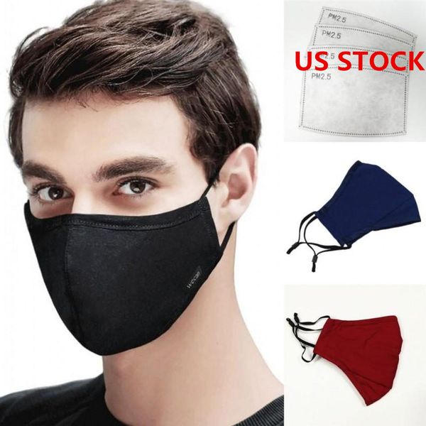

us stock, designer mask pm2.5 dust respirator washable reusable filters masks cotton mouth muffle mask fy9049