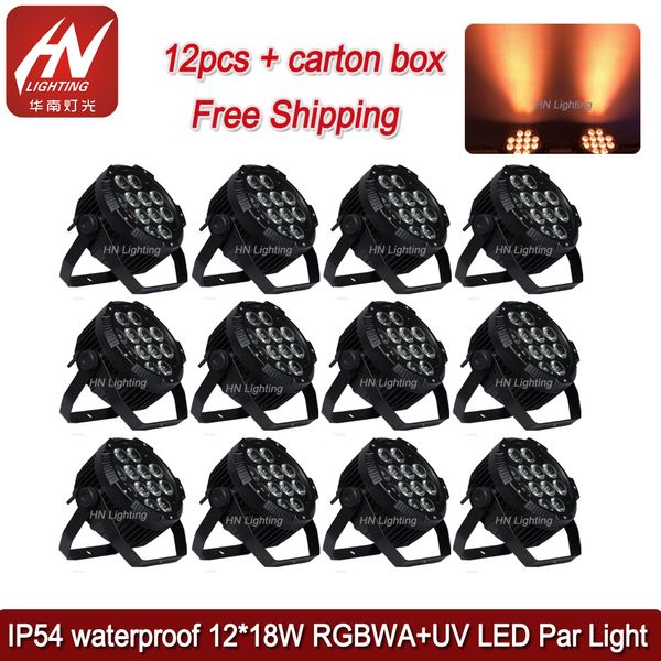 12 pièces étanche extérieure par lumière 12*18W RGBWAUV 6in1 led sans fil dmx par50 lumières disco uplight batterie puissance dj éclairage montant