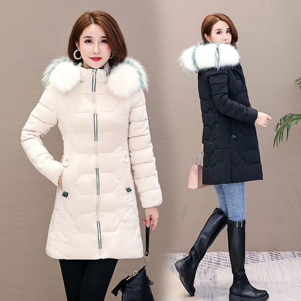 

cotton clothes,cotton-padded women's long, korean slim cotton-padded jacket women, thick thin cotton coat, Black
