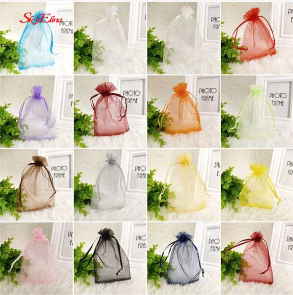 

50pcs organza bags gift bags jewelry packaging wedding decoration party drawable packaging pouches 7x9 9x12 10x15 13x18cm 5