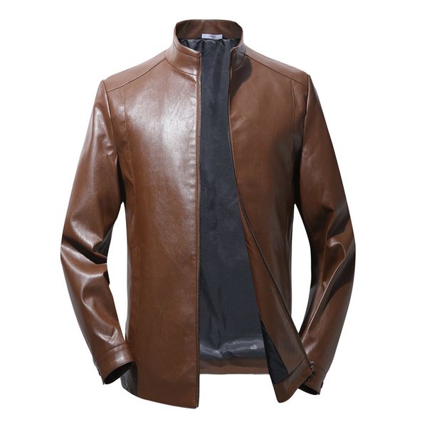 

2019 new mens leather jacket slim fit handsome motorcycle leather jacket male high imitation sheep skin men coats clothing,802, Black