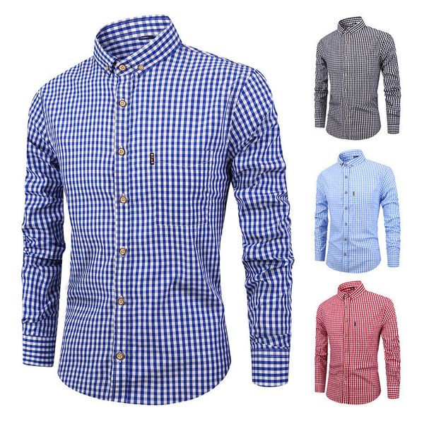 

men's autumn new men's shirt breathable cotton long sleeve plaid shirt casual slim men s30, White;black