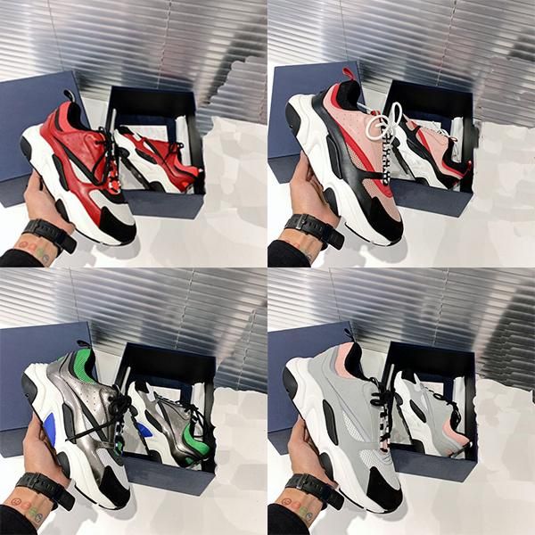 

women shoe luxury men shoes desginer b22 sneaker red leather b22 reflective sneakers fluo green pink knit retro b22 shoes, Black