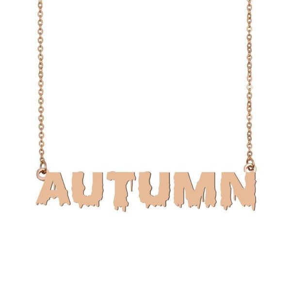 

autumn name necklace , cool bloody art name necklace for halloween and santa's day jewelry gift for kids boys girls, Silver