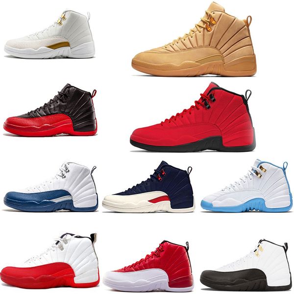 

new men basketball shoes 12 12s michigan college navy bulls white gym red flu game taxi black blue sport sneaker trainer, White;red