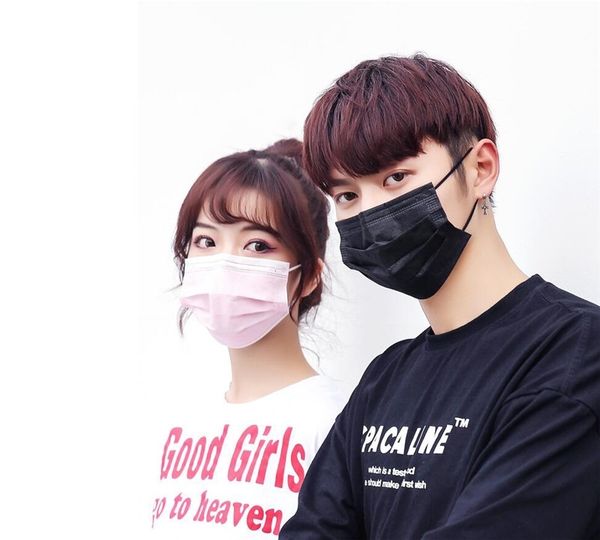 

dustproof 3 layer ear hook protective mask protective belt face mask black elastic black/white/pink shipping001