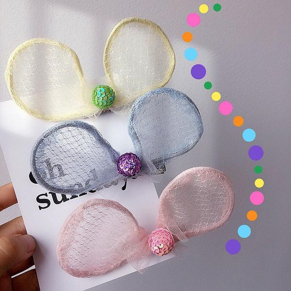 

2020 new sweet cute children hairpin round bow with colorful sequins duckbill clips for girl fashion hair accessories, Slivery;white