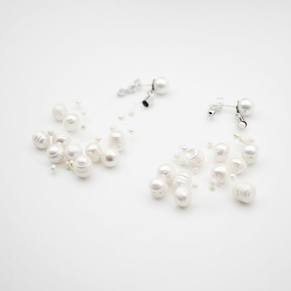 

925 серебряная игла искусственная жемчужная кисточка из бисера fish line женский темперамент личность дикие серьги j190628, Golden